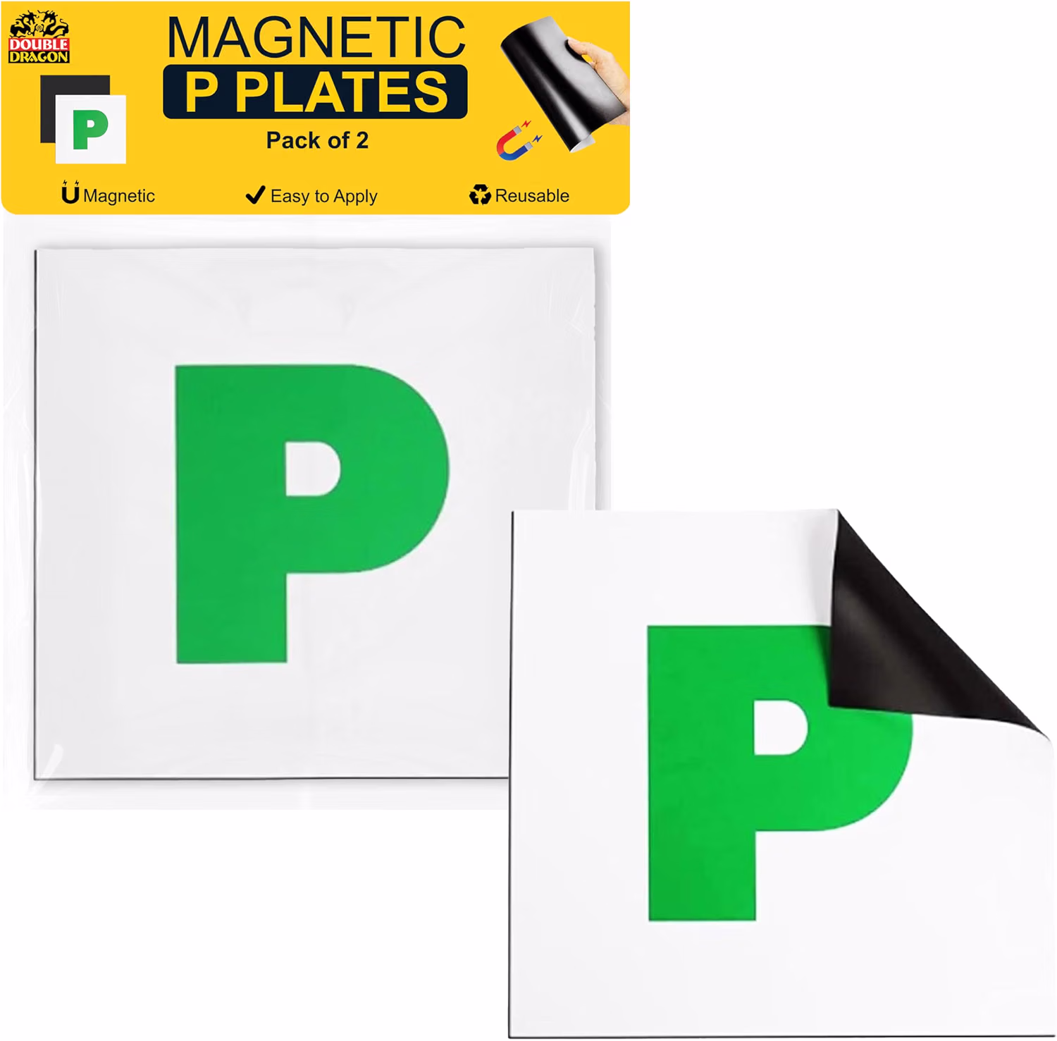 Two magnetic new-driver P plates
