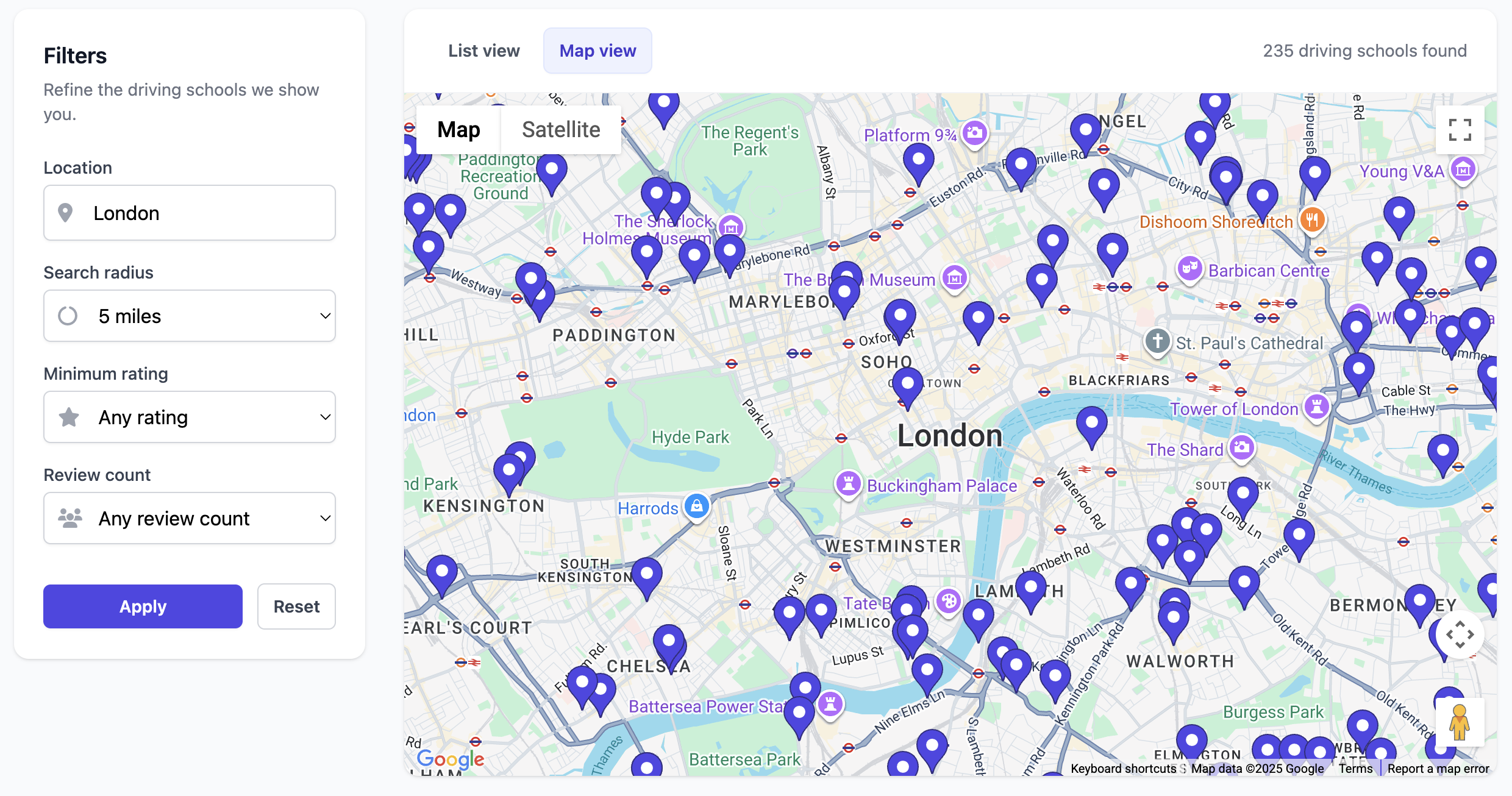 Search for driving schools near you