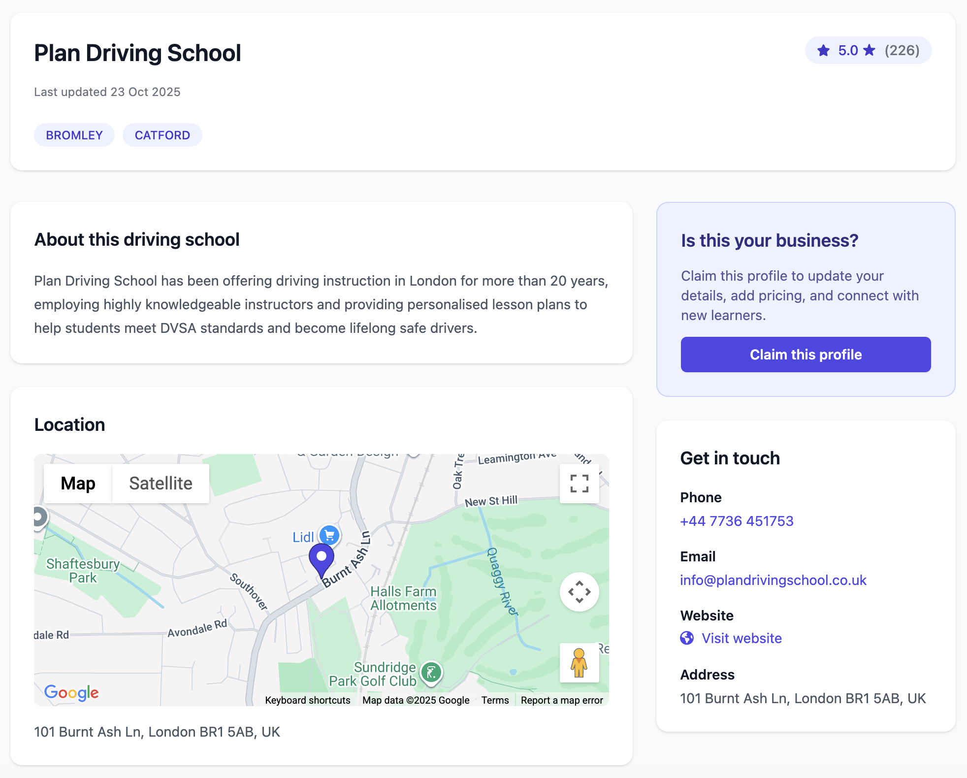Claim and manage your driving school profile
