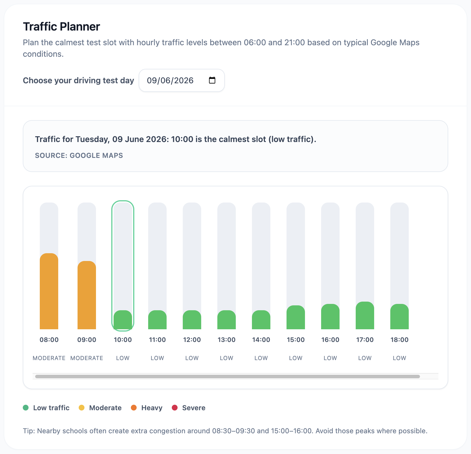Plan your journey to the test centre